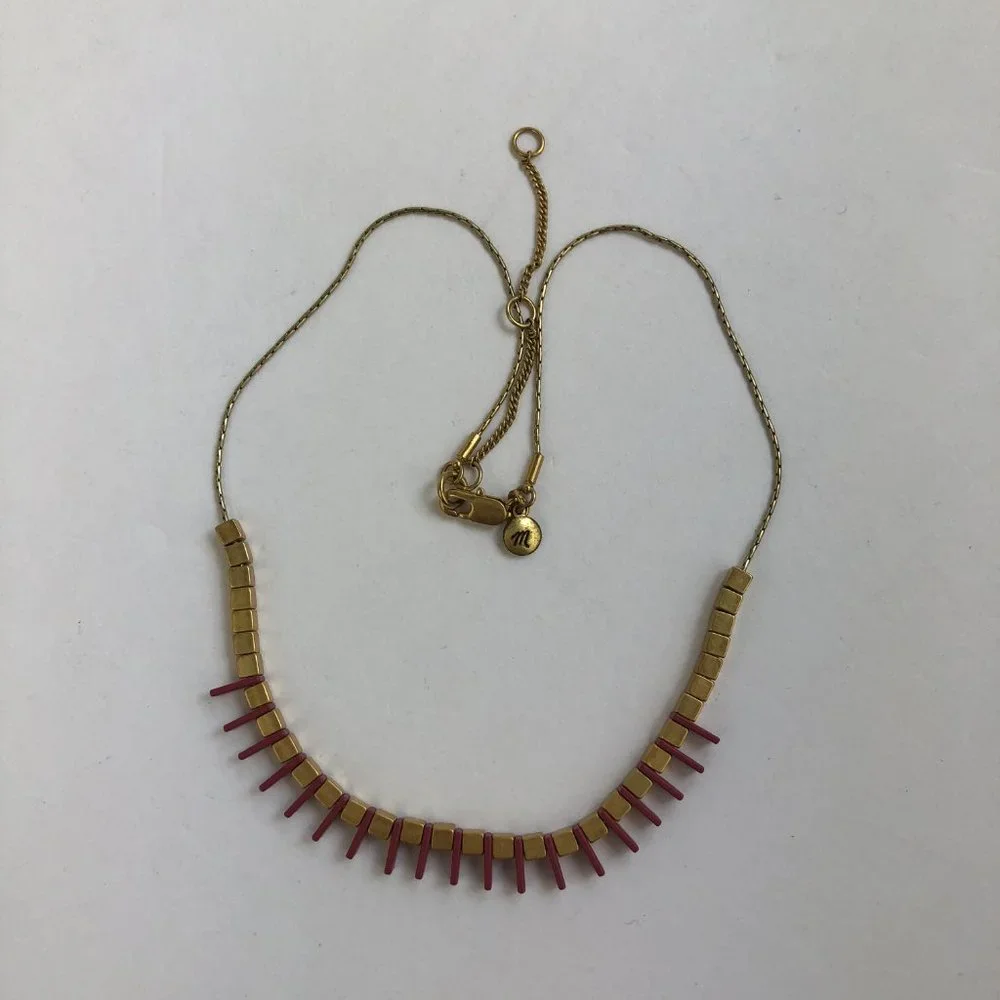 Madewell Geometric Gold Tone Adjustable Statement Necklace Festival Glamcore - Picture 6 of 8
